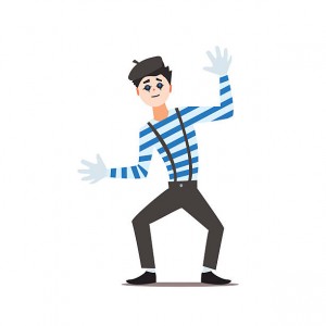 Classic French Mime Isolated Primitive Design Style Vector Illustration on White Background